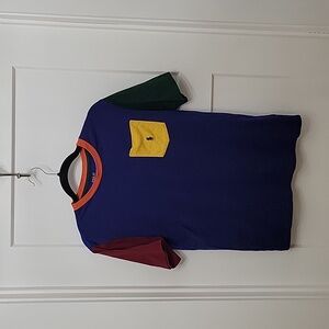 Boys Large Ralph Lauren multi colored, color block, pocket T shirt